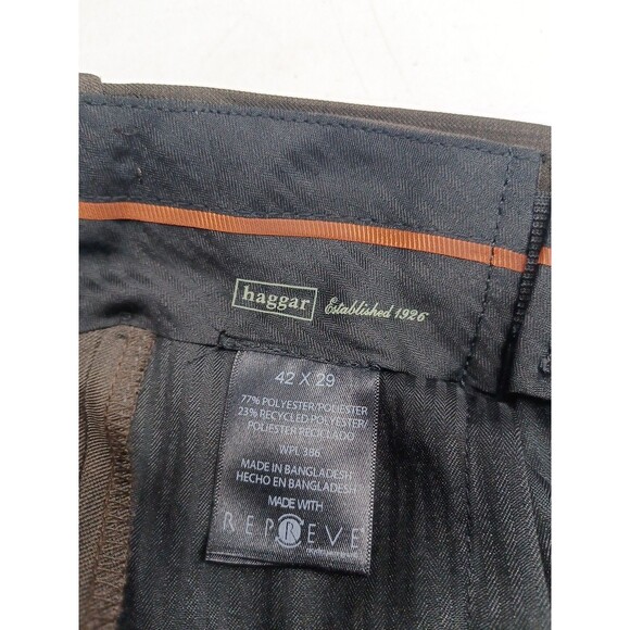 Haggar Smart Fiber Dress Pant Brown Men 42x29 NWOT Classic Fit Flat Front - Picture 6 of 8